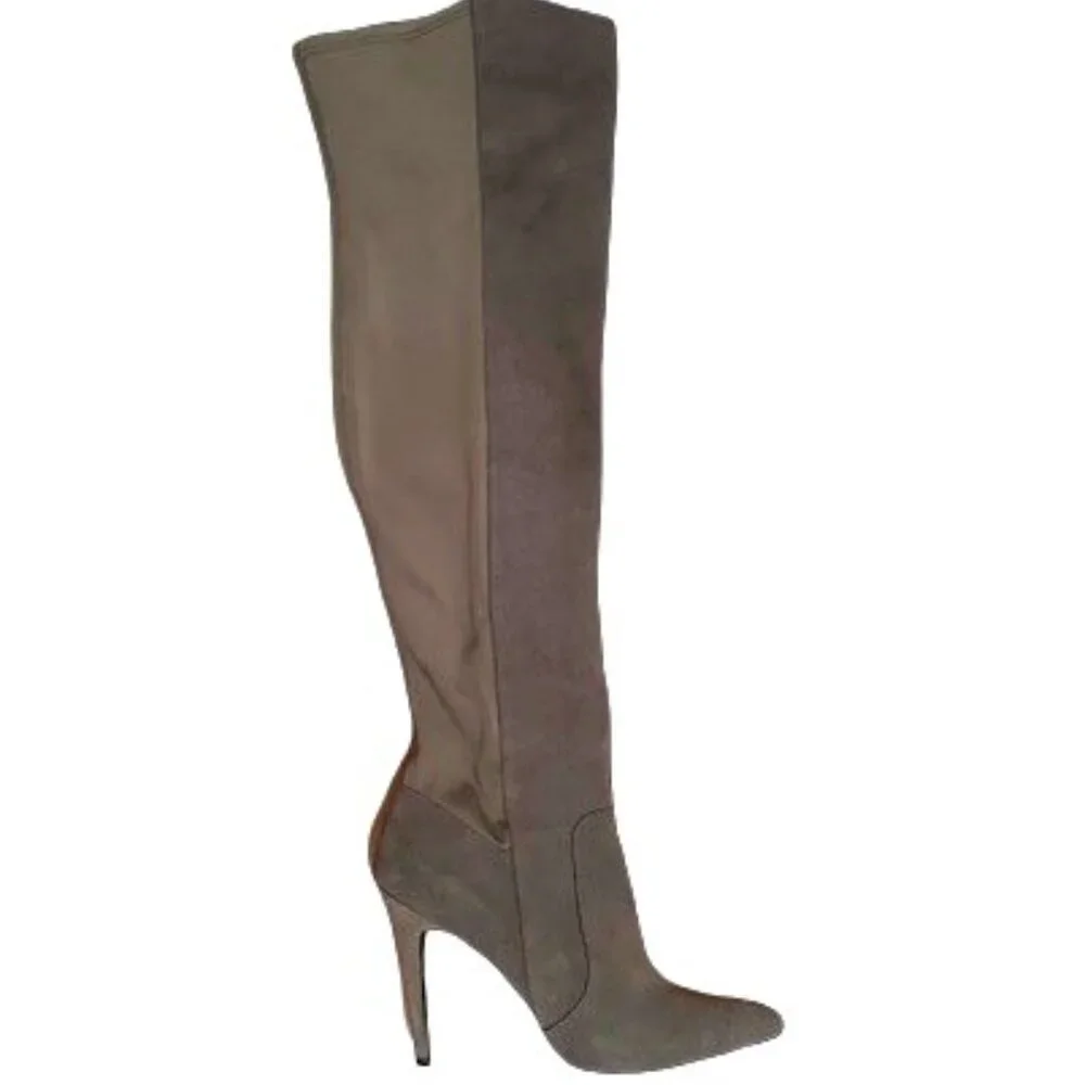 Charles David Grey Suede Over The Knee Stiletto Boots - Size 8.5